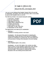 HEC Hall-X (2014-15) : Minutes: 1st Meeting of The HEC, 2nd August, 2014