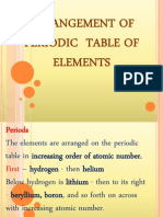 Arrangement of Periodic Table