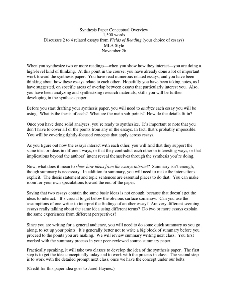 Synthesis  Essays  Thesis