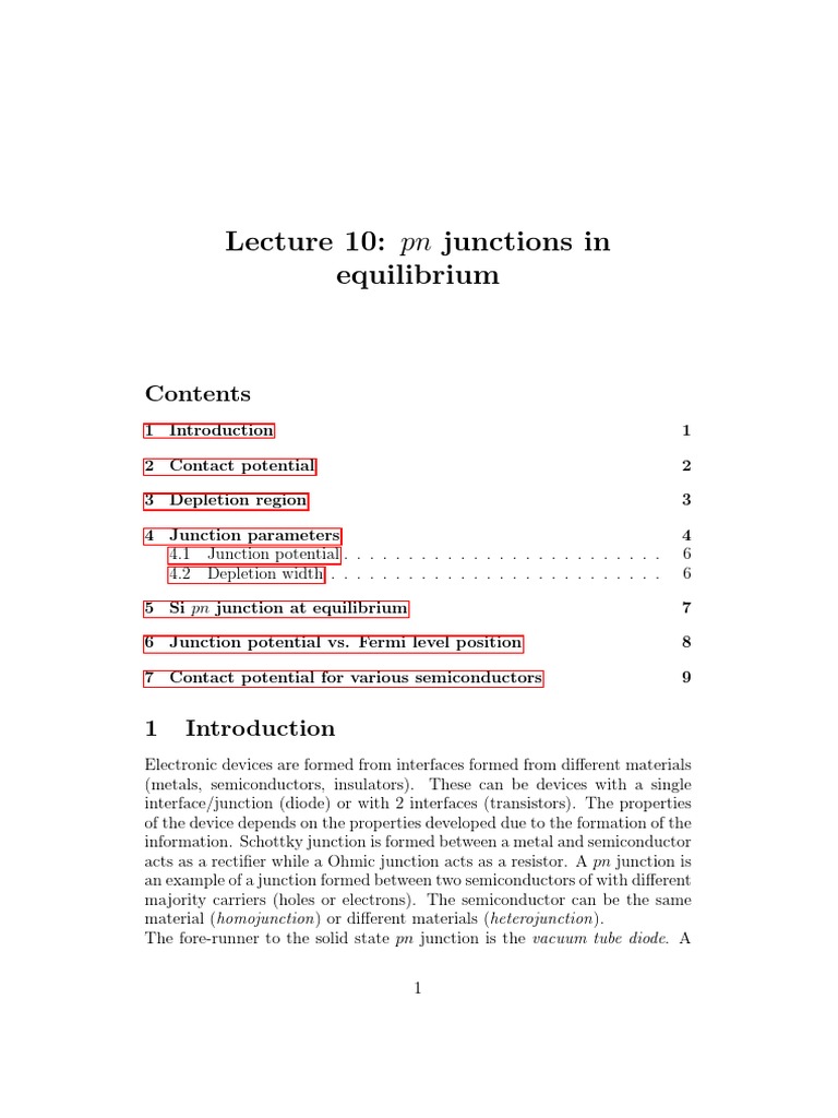 PN Junctions: Equilibrium Analysis | PDF | Science & Mathematics