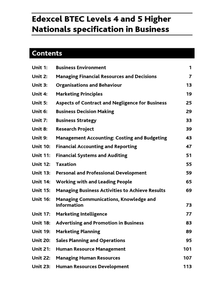 Edexcel BTEC Level4&5 Modules | PDF