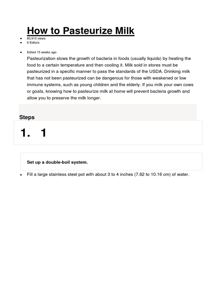 Home Milk Pasteurization Guide | PDF