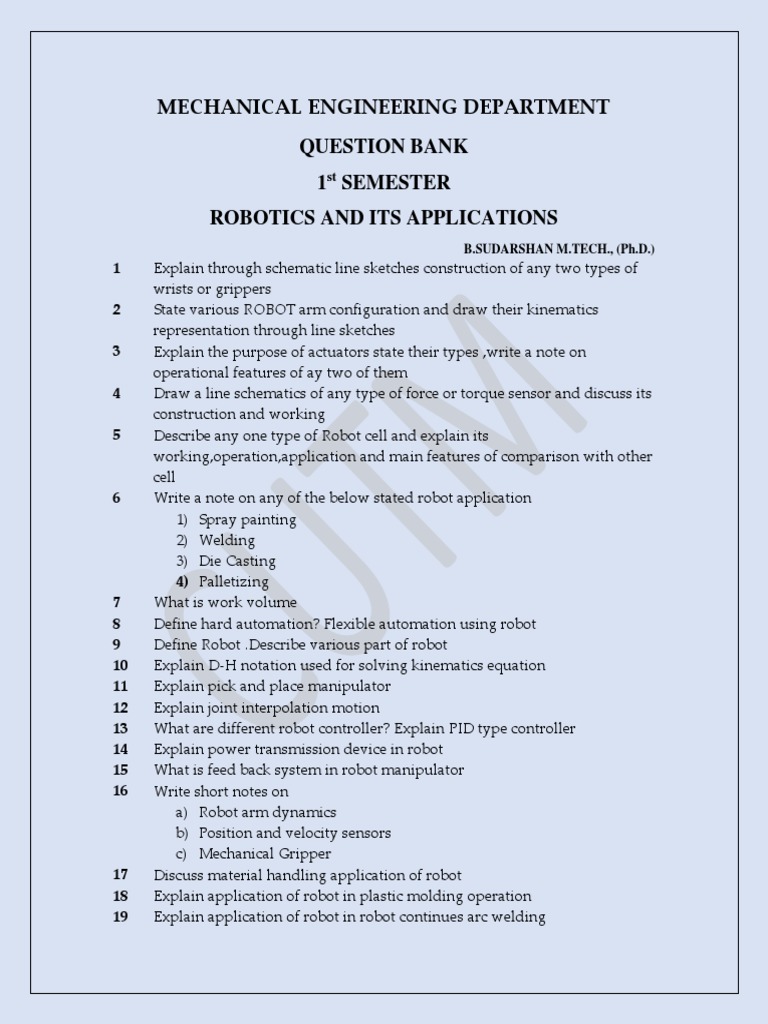 Robotics Applications in Mechanical Engineering | PDF | Robotics | Robot