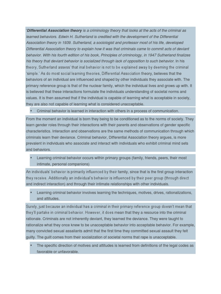 Differential Association Theory Download Free PDF Deviance