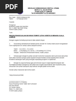 Surat Pengecualian Bayran Parking  PDF