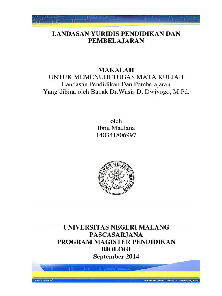 Landasan Yuridis Pendidikan Pembelajaranibnu Yuridis