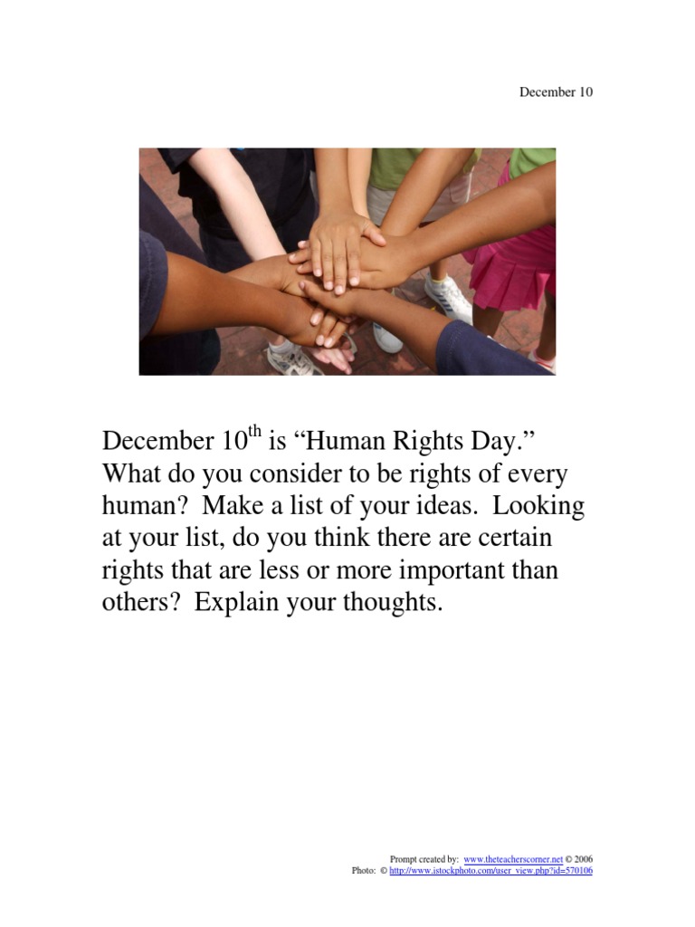 Human Rights Day Reflection Prompt | PDF