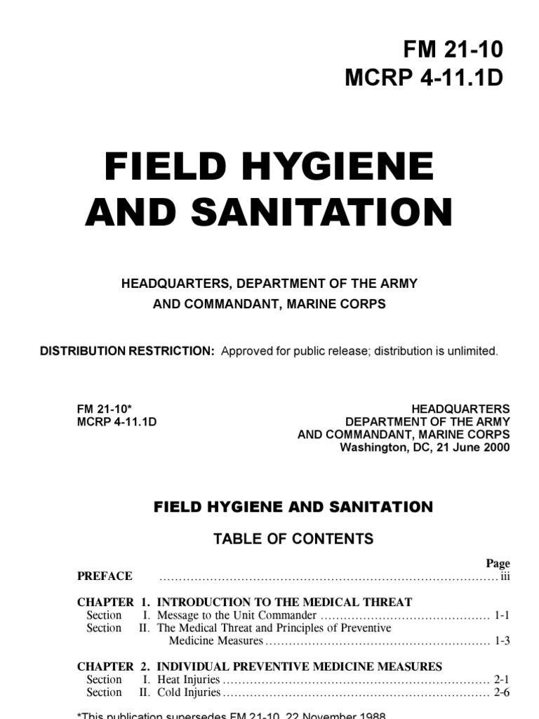 Army fm21 10 Field Hygiene and Sanitation Sexually Transmitted