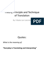 Theory and Technique of Translation