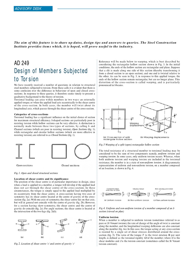 Torsion in Structural Steel Members | PDF | Stress (Mechanics) | Bending