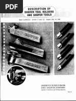 Shaper Work: Section 08 Description of Shaper Tool Holders and Shaper Tools