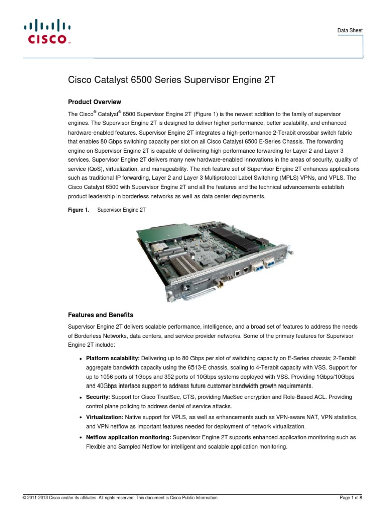 Cisco Catalyst 6500 Series Supervisor Engine 2T: Product Overview | PDF ...