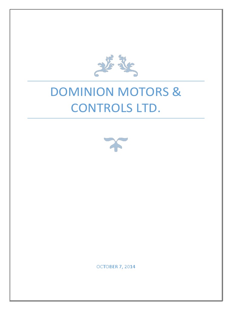 Dominion Motors & Controls LTD. OCTOBER 7, 2014 PDF Engines