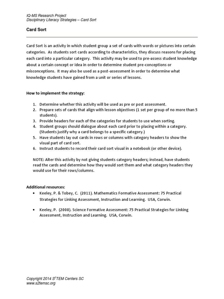 Card Sort Strategy | PDF | Career & Growth