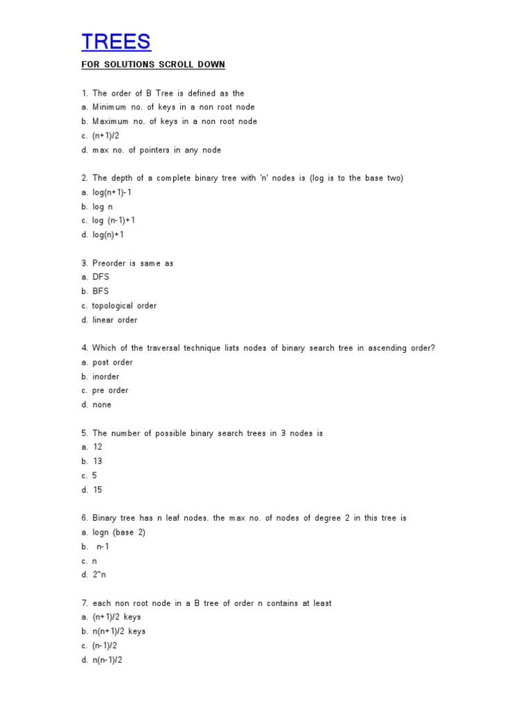 Binary Tree Concepts and Questions | PDF | Foreign Language Studies ...