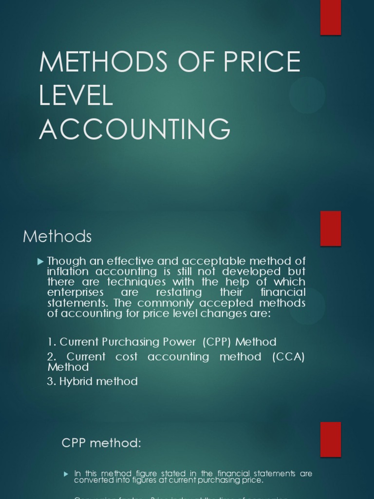 Methods of Price Level Accounting PDF Historical Cost Depreciation