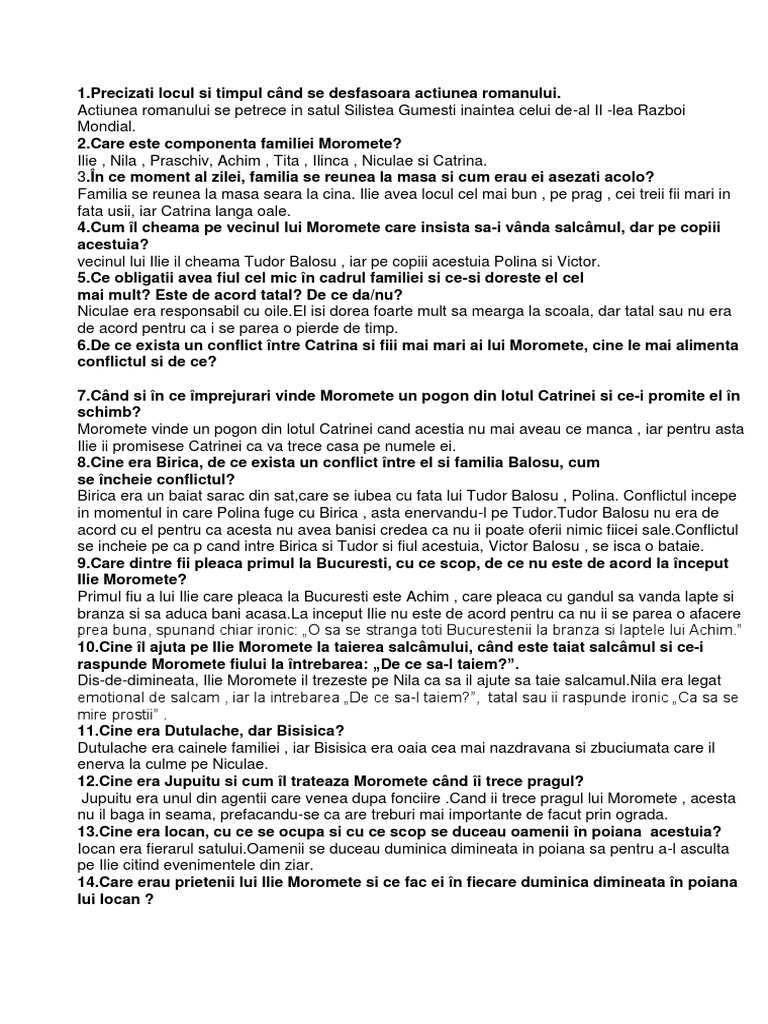 Fisa De Lectura Morometii - 1