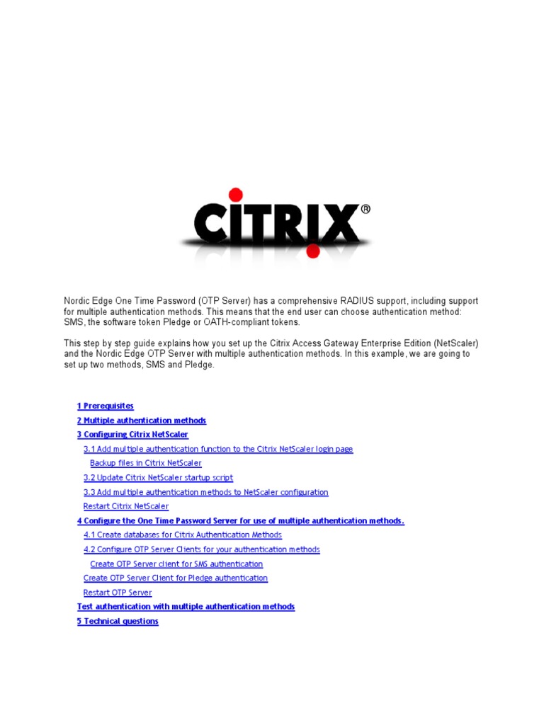 Setup citrix access gateway enterprise edition netscaler for use of