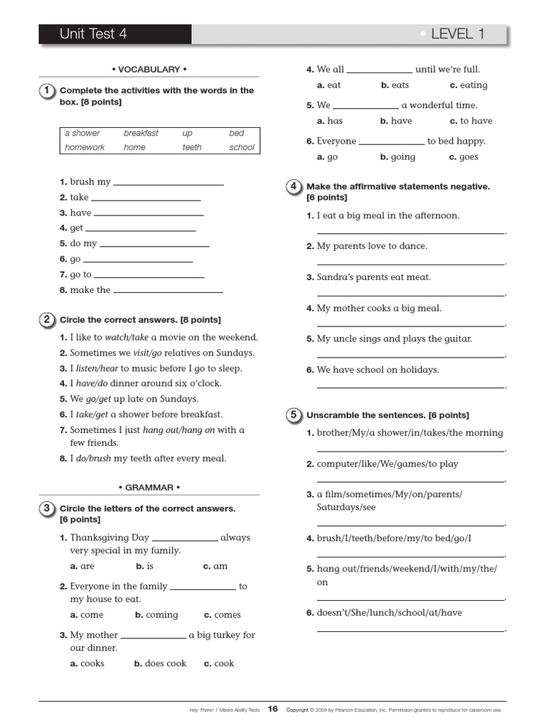 Unit Test 4 - : Level 1 | PDF