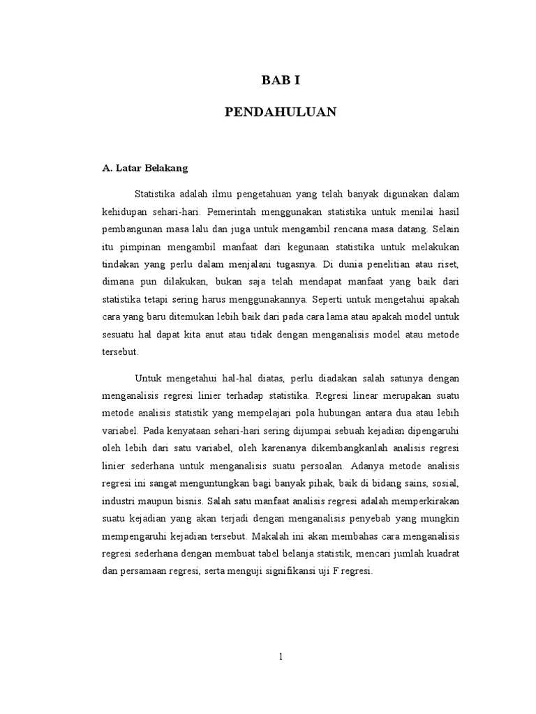 Analisis Regresi Sederhana