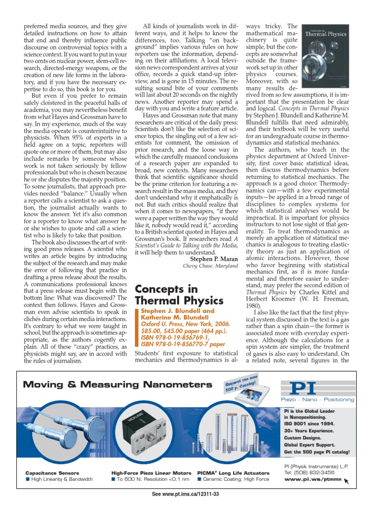 Blundell Phys Today Review PDF Statistical Mechanics Physics