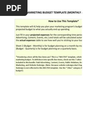1) MASTER Marketing Budget Template