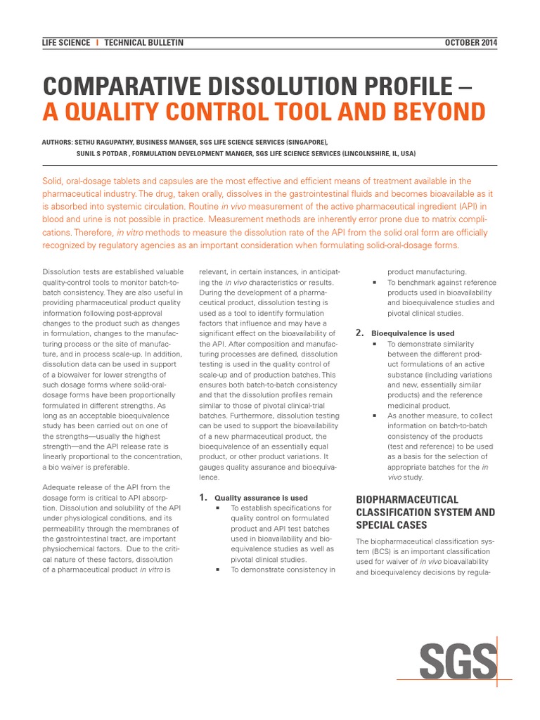 Comparative Dissolution Profile Insights | PDF | Bioavailability ...