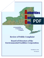 Uthorities Udget Ffice: Review of Public Complaint Board of Directors of The Environmental Facilities Corporation