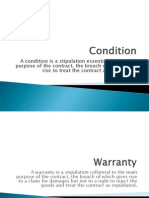 Condition and Warranties