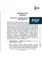 Instructivo #261 de Pago de Aguinaldo Gestión 2014 en Bolivia