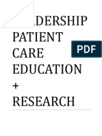 Leadership Patient Care Education + Research