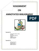 Assignment ON Annotated Bibligraphy: Submitted To