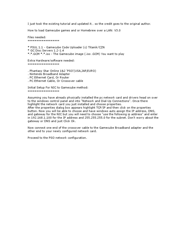 How To Load Gamecube Games and or Homebrew Over A LAN V3 0 | PDF ...