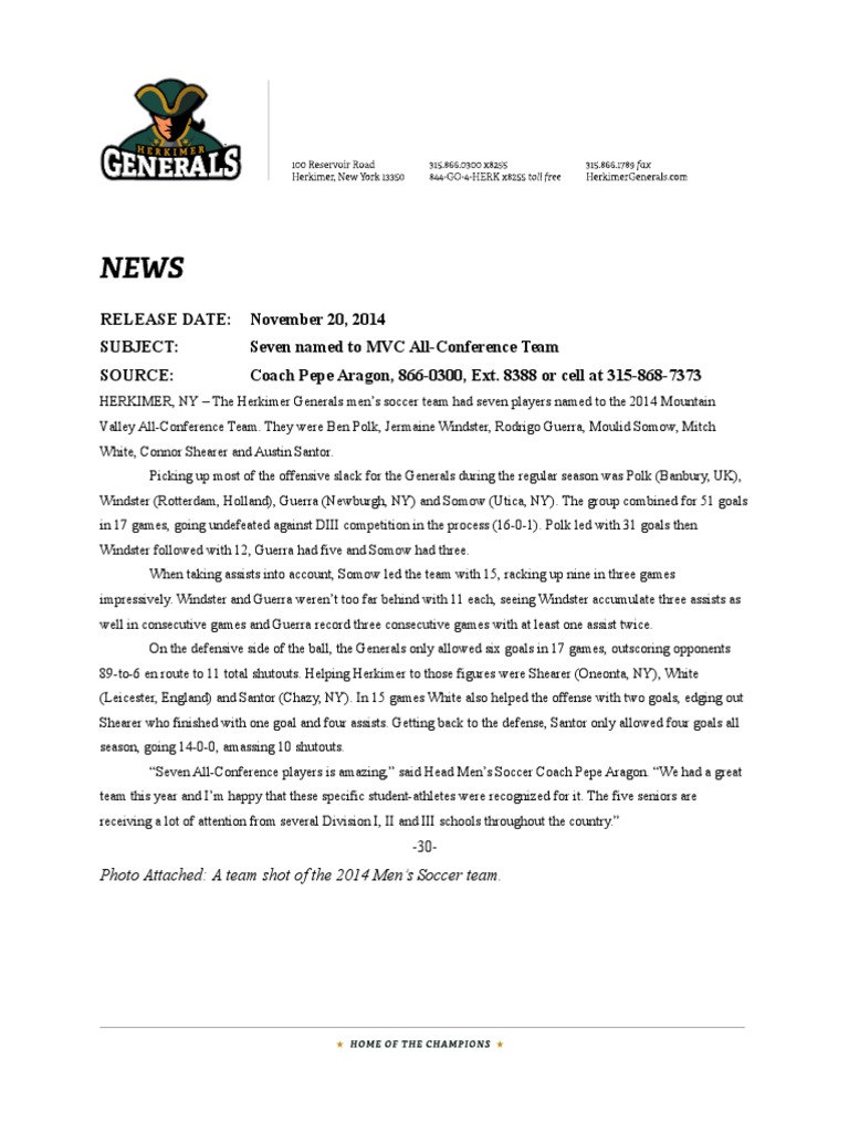 11-20-14 Seven Named To MVC All-Conference Team | PDF
