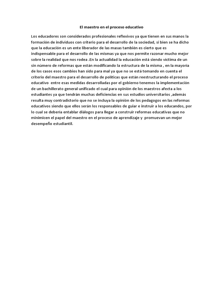 El Maestro en El Proceso Educativo | PDF