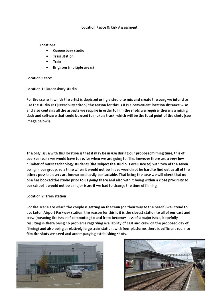 Location Recce and Risk Assessment | PDF | Technology & Engineering