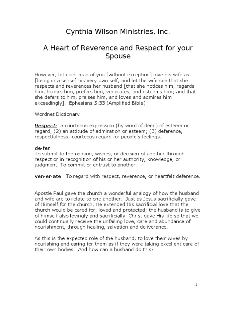 Reverence in Marriage Relationships | PDF | David | Ark Of The Covenant