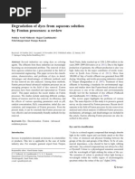 Degradation of Dyes From Aqueous Solution by Fenton Processes