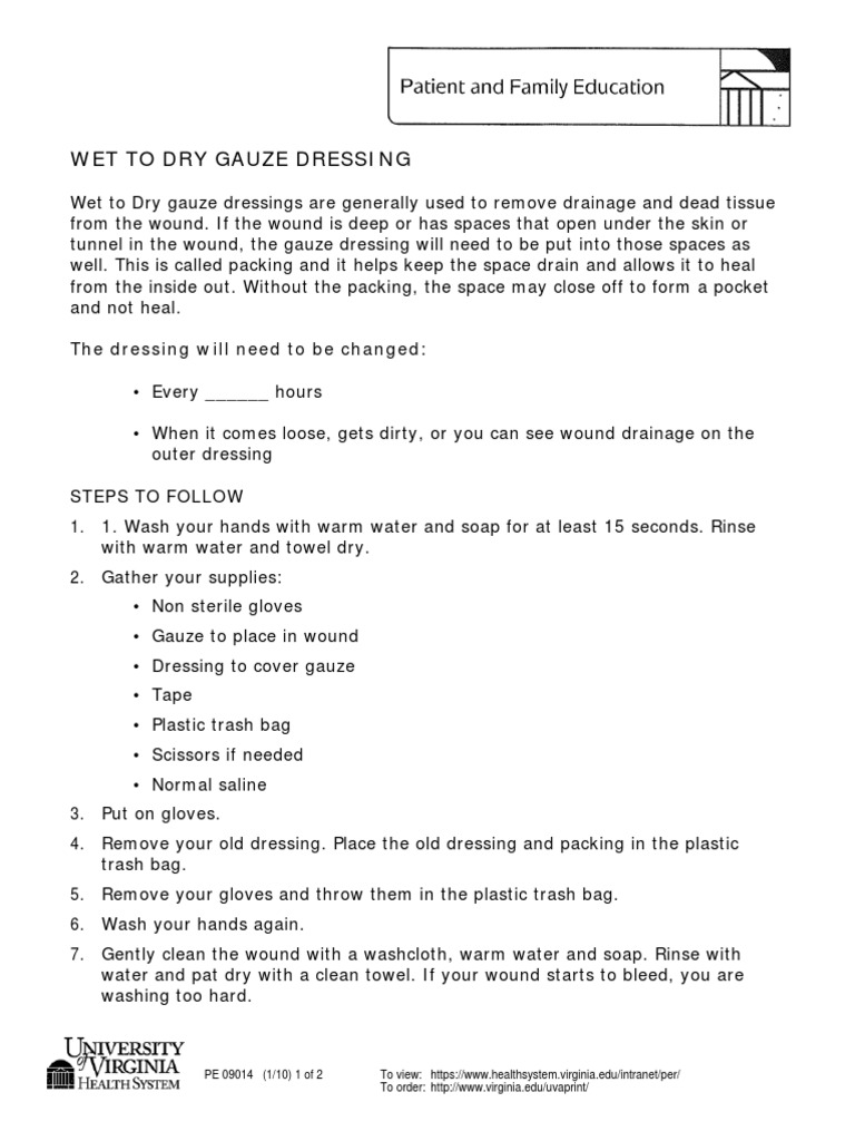 Wet To Dry Dressing PDF