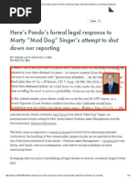 Here's Pando's Formal Legal Response To Marty "Mad Dog" Singer's Attempt To Shut Down Our Reporting - PandoDaily