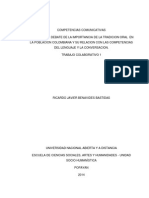 Informe, Del Debate de La Importancia de La Tradicion Oral en La Población Colombiana y Su Relacion Con Las Competencias Del Lenguaje y La Conversación.