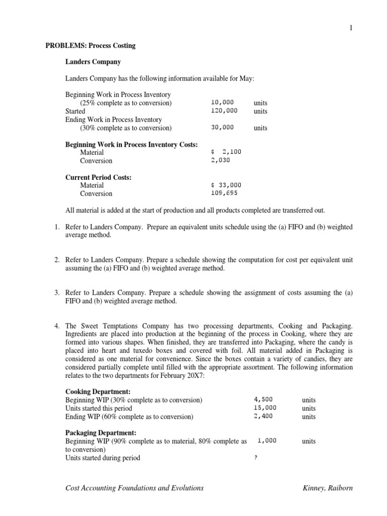 Long Problems Process Costing.pdf Cost Of Goods Sold