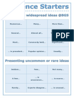 Sentence Starters: Presenting Widespread or Uncommon Ideas