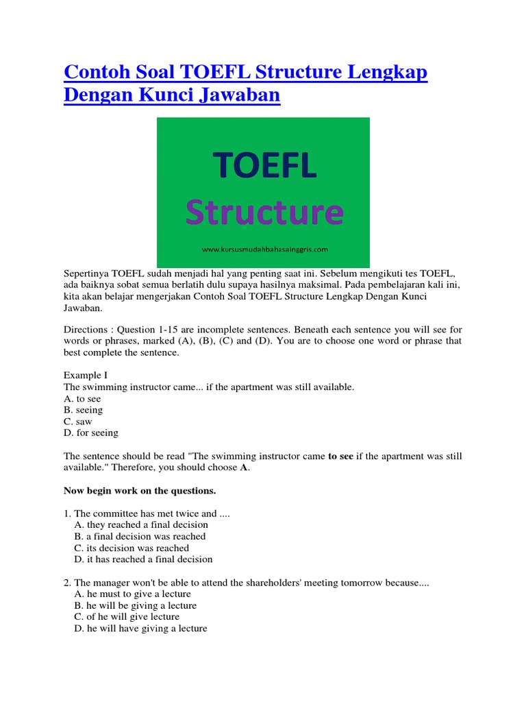 Soal Test Toefl