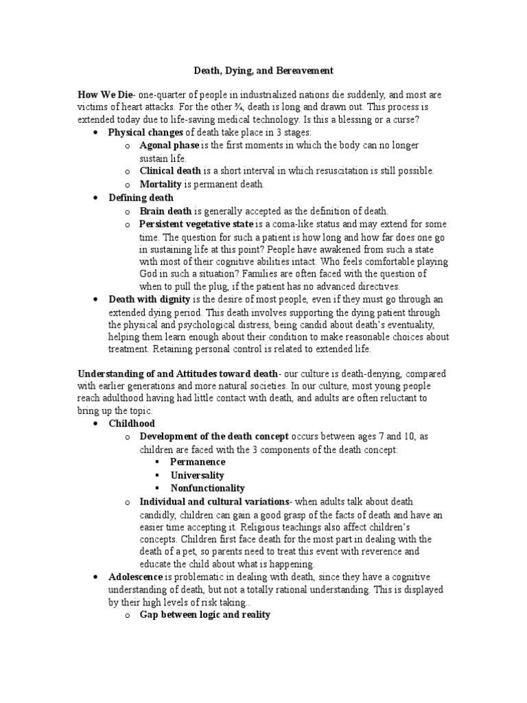 Understanding Death and Dying Concepts | PDF | Grief | Palliative Care