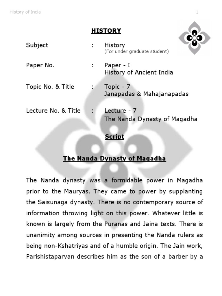 Janapadas and the Nanda Dynasty | PDF