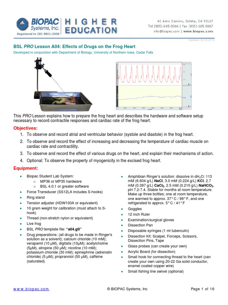 Effects of Drugs On The Frogs Heart | PDF | Muscle Contraction