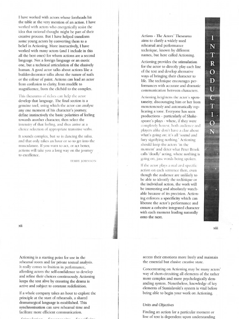 Actors Thesaurus Hand Out PDF Business