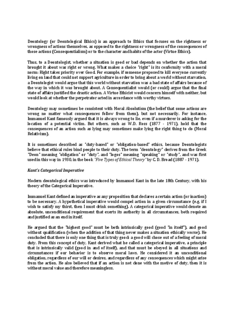 Kant S Categorical Imperative Pdf Ethical Theories Immanuel Kant