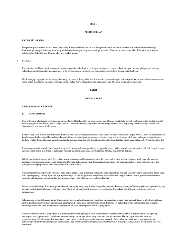 Laporan Pembuatan Tempe